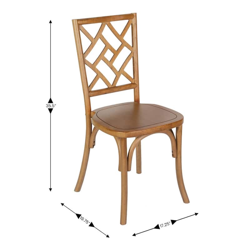 2PK Commercial Solid Wood Stackable Dining Chair with Intricate Back - 19.75"D x 17.25"W x 35.5"H