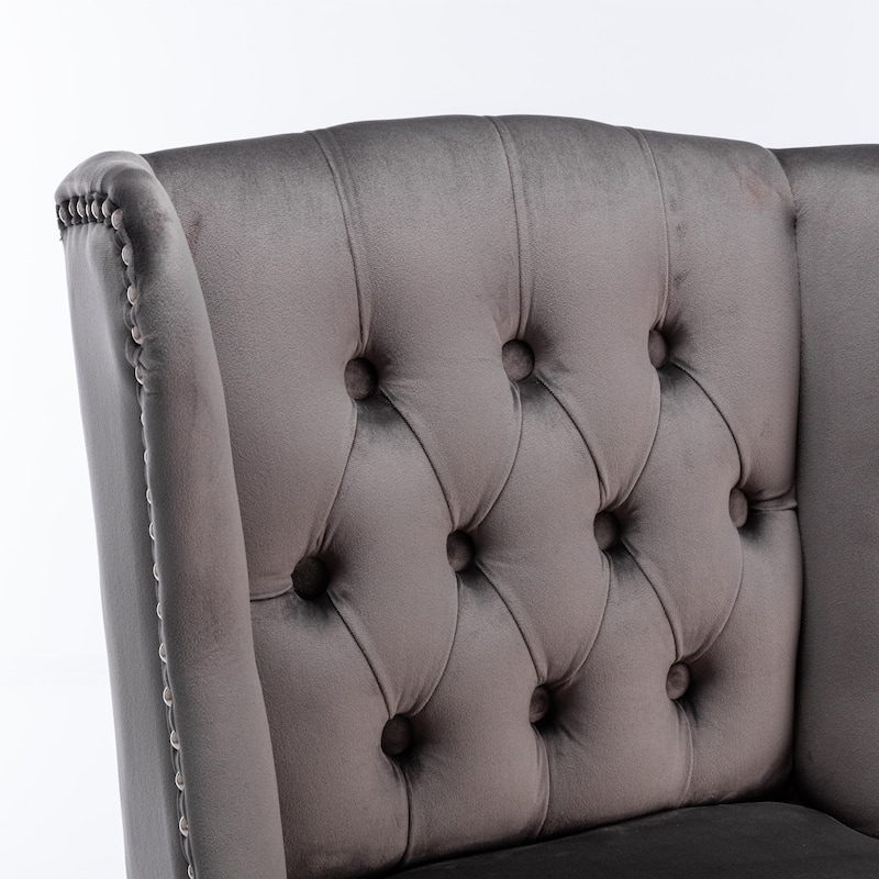 Fabric Upholstered Wingback Recliner, Tufted Push Back Accent Chair