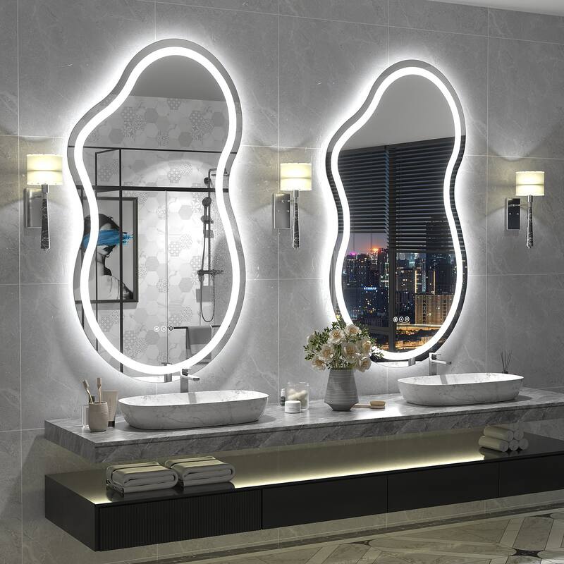 UL Certified Irregular LED Anti-fog Cloud-shaped Wall Bathroom Vanity Mirror