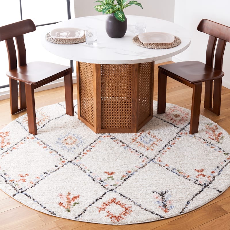 SAFAVIEH Chapel Zekiye Moroccan Boho Rug - 6'7" Round - Ivory/Black