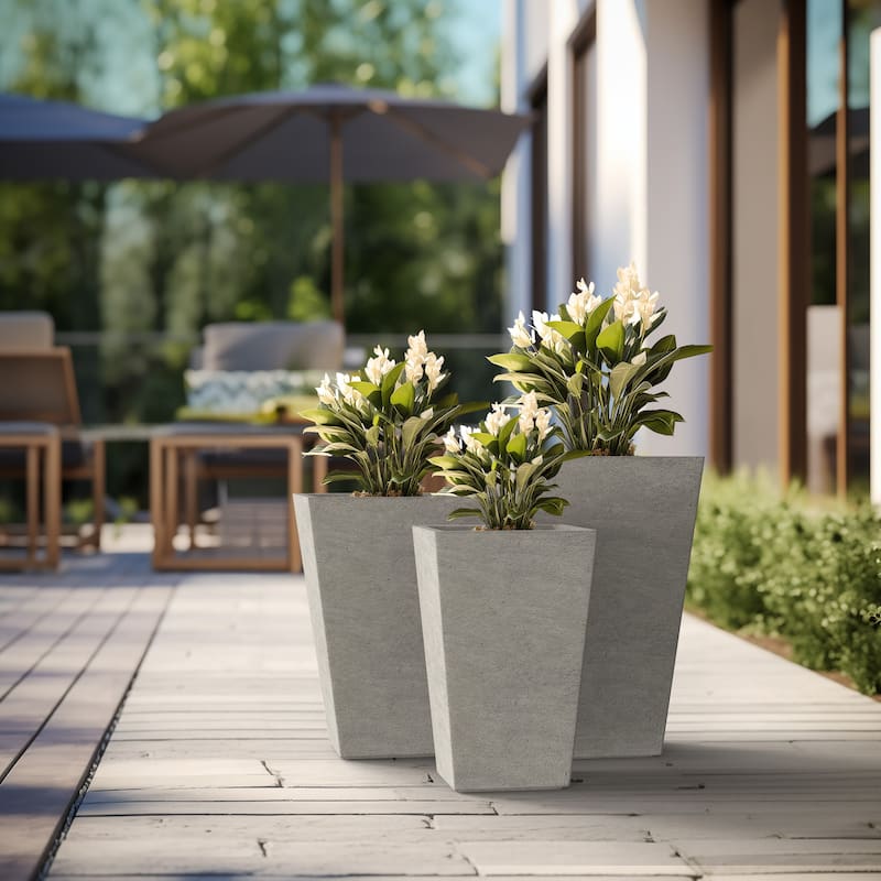 Tall Concrete Rectangle Plant Boxes / Large Indoor and Outdoor Flower Planters