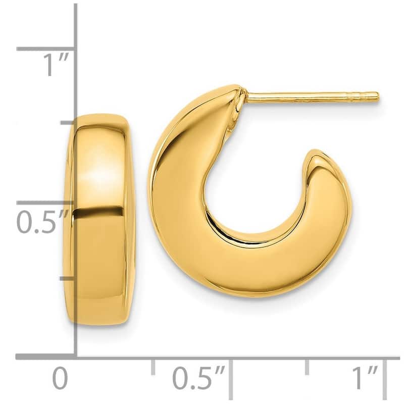 Curata 14k Yellow Gold Polished 17.75x6mm J Hoop Post Earrings