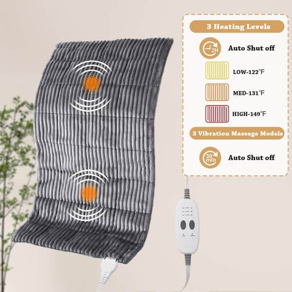 Weighted Heating Pad with Massager Electric Heating Pad for Back, 3 Heating  Levels & 3 Massage Types, 12" x 24" - Bed Bath & Beyond - 39873235