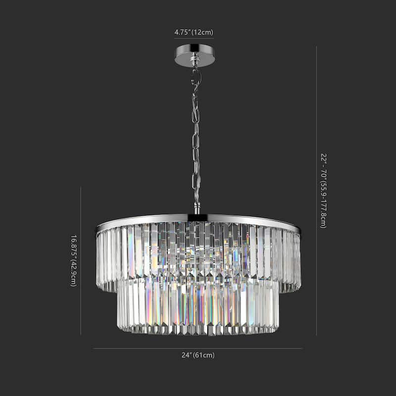 SAFAVIEH Couture Lalla 2-Tier Chandelier - 24 In W x 24 In D x 17-65 In H - Chrome
