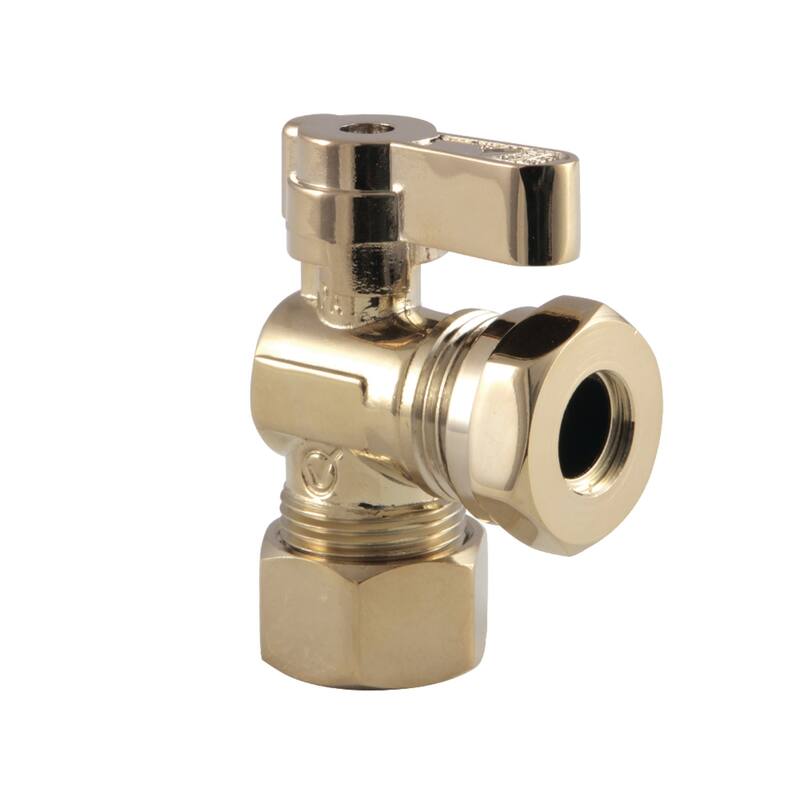 5/8-Inch OD Comp X 1/2-Inch or 7/16-Inch Slip Joint Angle Stop Valve - Polished Brass