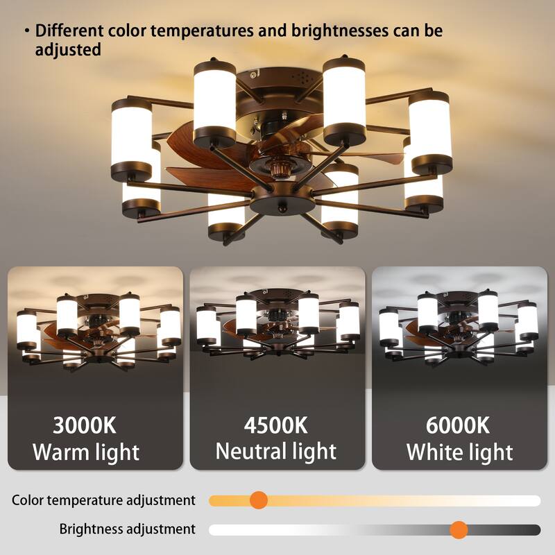 Modern Ceiling Fan Light with 5 Blades and Remote Control, Cylindrical Fixture for Bedroom and Living Room
