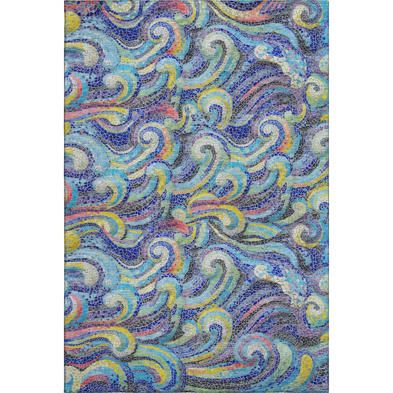 Premium Washable Super Soft Contemporary Mosaic Wave Mayfield Rug