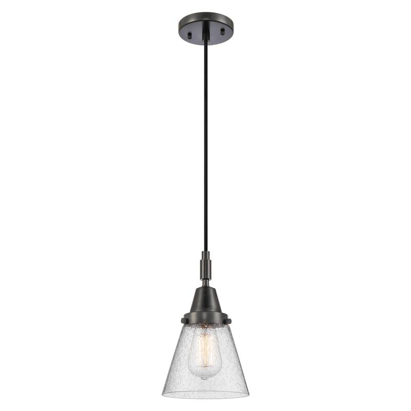 Innovations Lighting Downtown Urban - Caden Cone - 1 Light 6" Cord Hung Mini Pendant - Seedy Shade/Matte Black