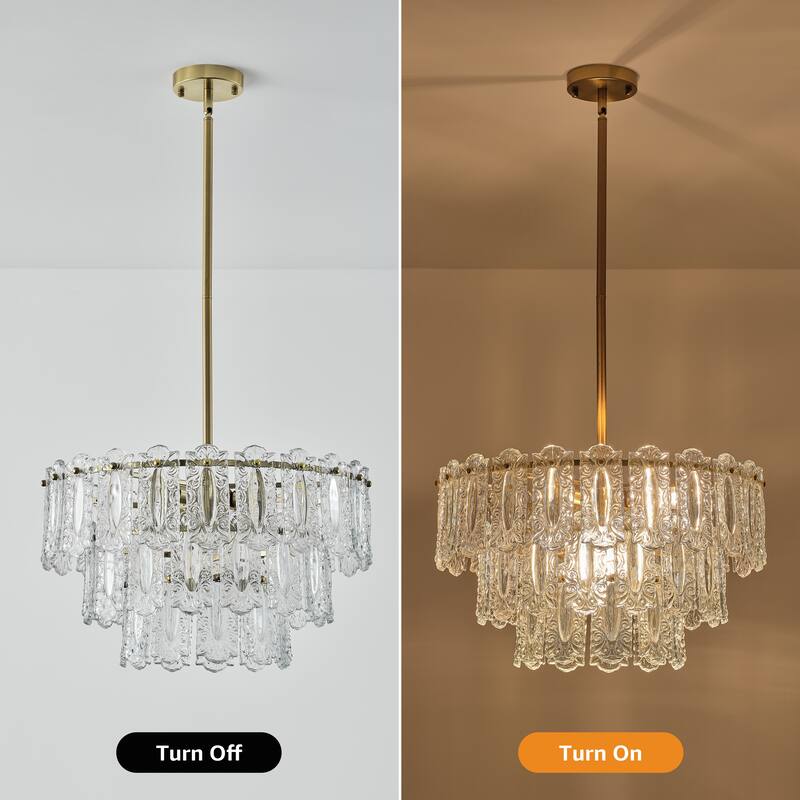 Starsky 6-Light Modern Tiered Unique Chandelier with Textured Glass - Gold