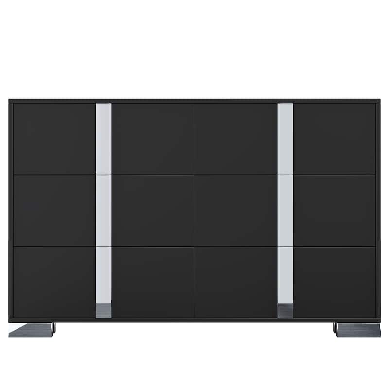 Roomfitters 3-Piece Bedroom Set, Elegant 6-Drawer Dresser and 2 Nightstands with Metal Handles