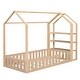 preview thumbnail 12 of 62, Floor Bed House Bed Fence-shaped Guardrail Frame Creativity House Bed with Fence and Detachable Storage Shelves