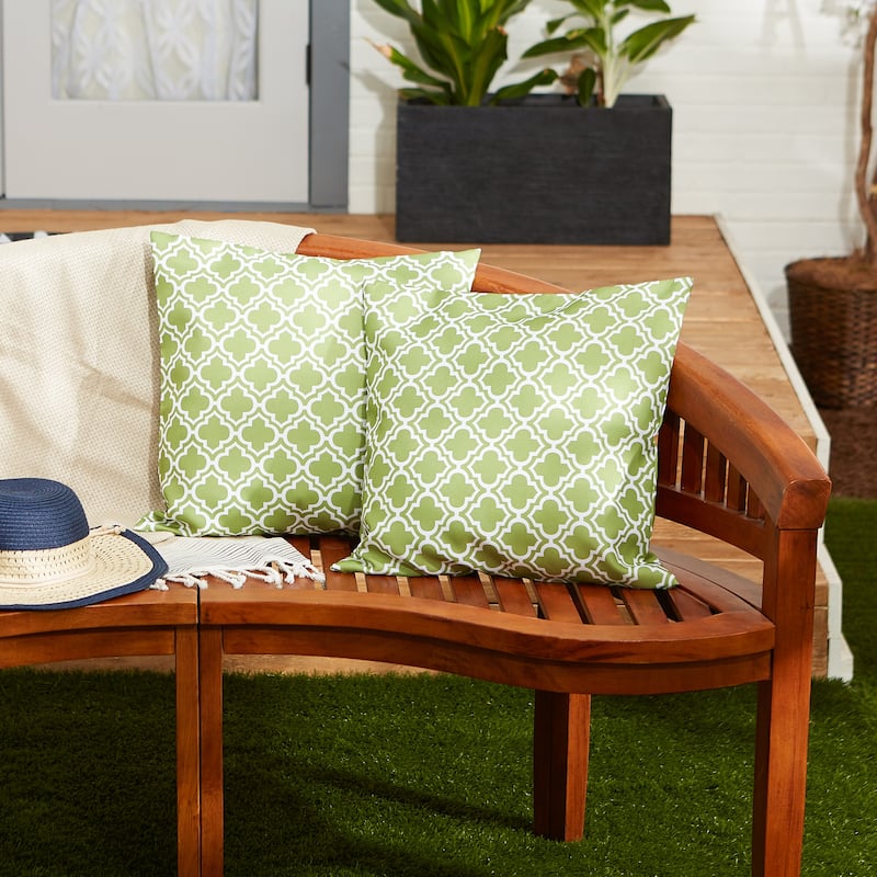 Green Lattice Outdoor Pillow Cover 18x18 (Set of 2)