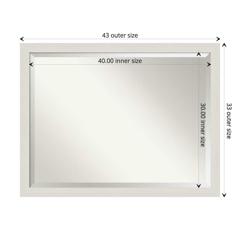 Beveled Wall Mirror - Rustic Plank Narrow Frame - Rustic Plank White Narrow - Mirror Size: 40 x 30