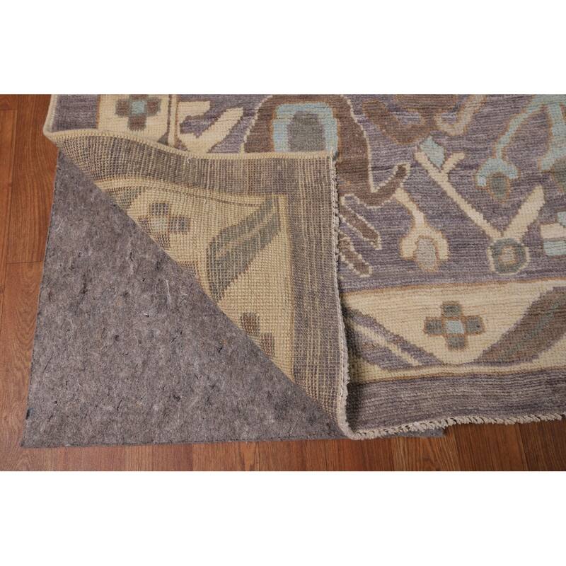 All-Over Gray Oushak Turkish Large Rug Hand-Knotted Wool Carpet - 10'3"x 13'10"