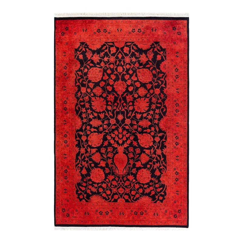 Contemporary Overdyed Wool Hand Knotted Area Rug - 4' 1" x 6' 4"