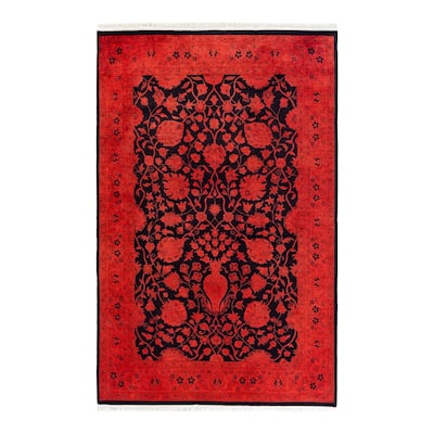 Contemporary Overdyed Wool Hand Knotted Area Rug - 4' 1" x 6' 4"