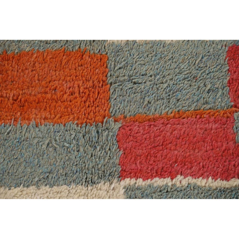 Checkered Moroccan Area Rug Hand-Knotted Wool Carpet - 8'0" x 10'11"