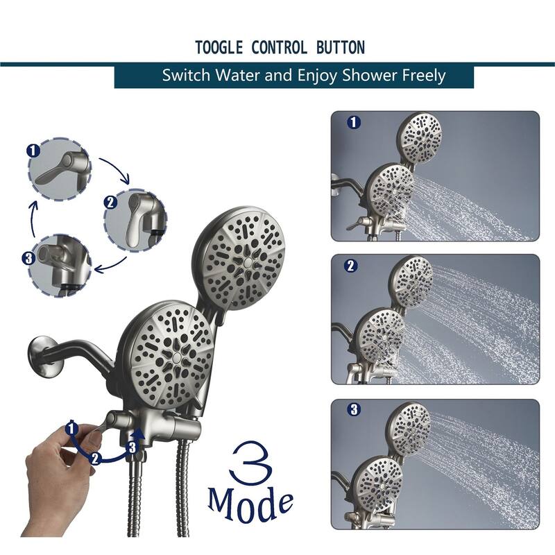 Complete Shower System with Tub Shower Faucet Set 5in Head Matte Black