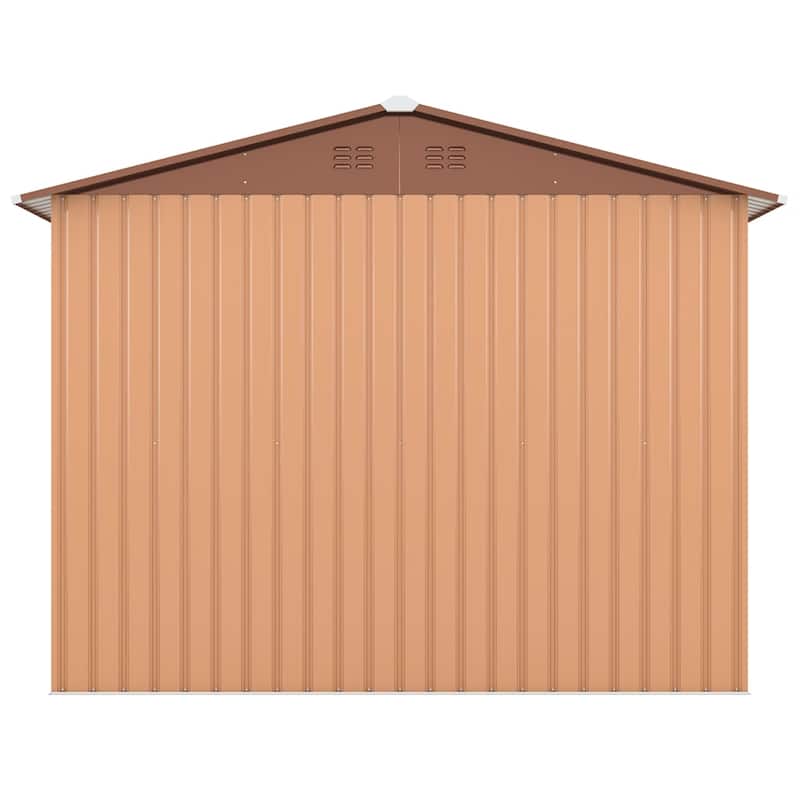 8' x 8' Outdoor Storage Metal Garden Shed with Double Sliding Doors
