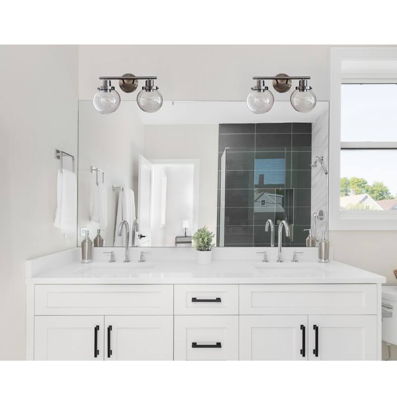 Bathroom Vanity Light , 2-Light Black Wall Sconce Lighting Wall Lamp with Clear Glass Shade, Living Room, Bedroom