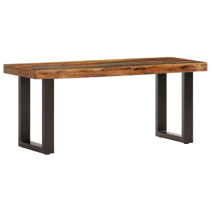 vidaXL Bench Steel Wooden Outdoor Bench 43.3"/63" Solid Mango/Reclaimed Wood