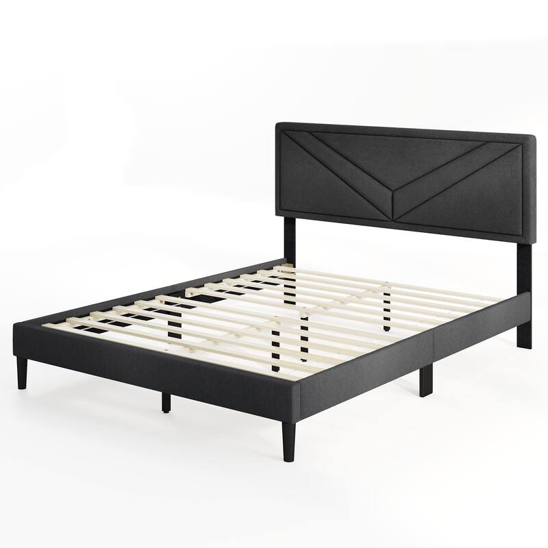 Gymax Twin / Full / Queen Size Bed Frame w/ Tufted Headboard & Wooden