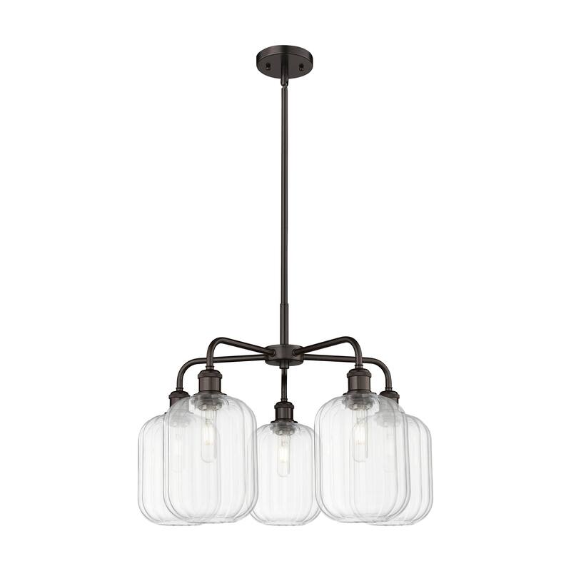 Innovations Lighting Endless Possibilities Ballston - Preston - 5 Light 25" Jar Shade Stem Hung Chandelier - Clear/Oil Rubbed Bronze