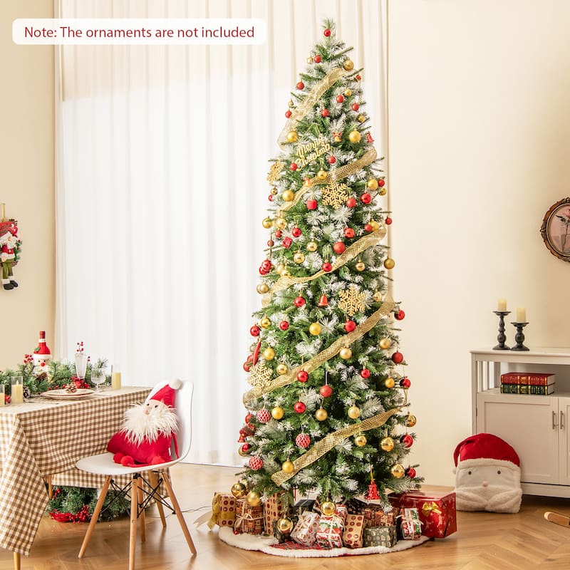 Gymax 9 FT Pre-Lit Artificial Christmas Tree w/ 1228 Frosted Tips 470 - 9ft