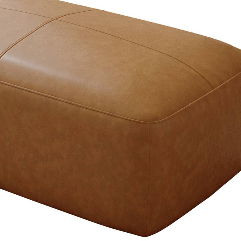 Upholstered Genuine Leather Ottoman for Living Room and Bedroom