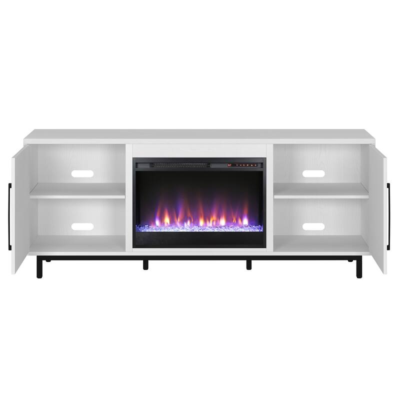 Julian Rectangular TV Stand with Crystal Fireplace for TV's up to 75"