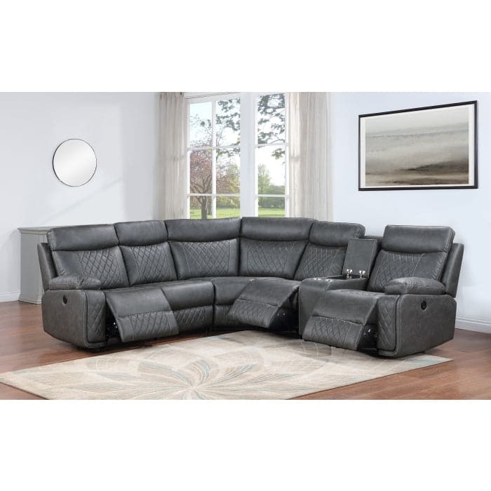 L-Shaped Modular Power Recliner Sectional Sofa Couch with USB, Storage Console
