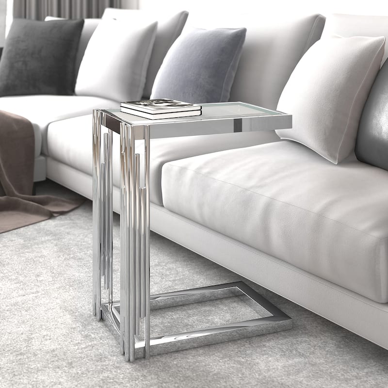 Contemporary Metal and Glass Small Accent Table