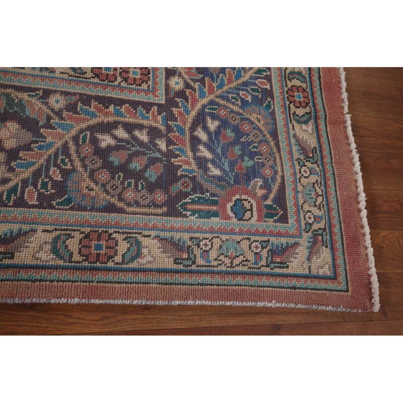 Pink Tabriz Persian Vintage Area Rug Handmade Wool Carpet - 7'11" x 11'0"