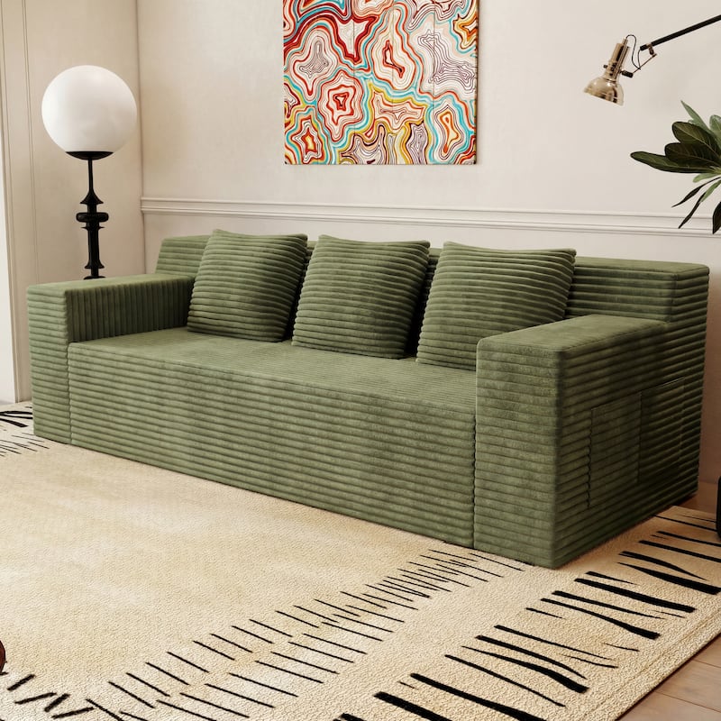 71" 3-Seater Corduroy Sofa with Deep Seating, No Assembly Required for Living Room & Bedroom