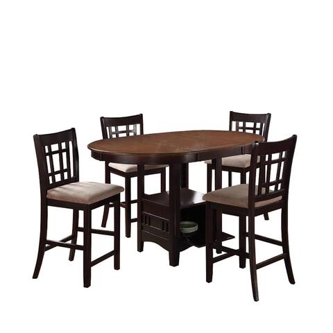 5 Piece Counter Height Dining Set in Tan and Espresso