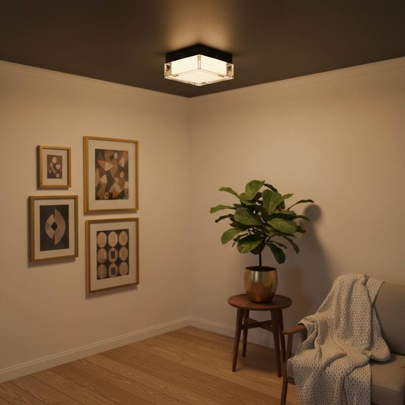 8 Inch Square LED Flush Mount Light Acrylic Diffuser 1500 Lumens Dimmable