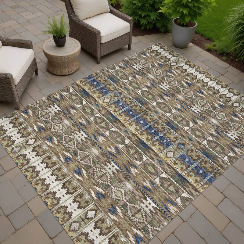 Machine Washable Indoor/ Outdoor Global Haswell Chantille Rug