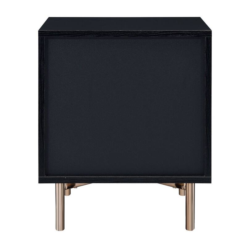 19 in. Black and Gold Rectangle Metal End Table with Storage Drawer for Convenience
