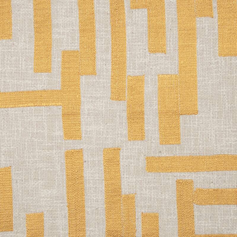 Handwoven Abstract Embroidered Square Throw Pillow - 24" - Yellow and Cream