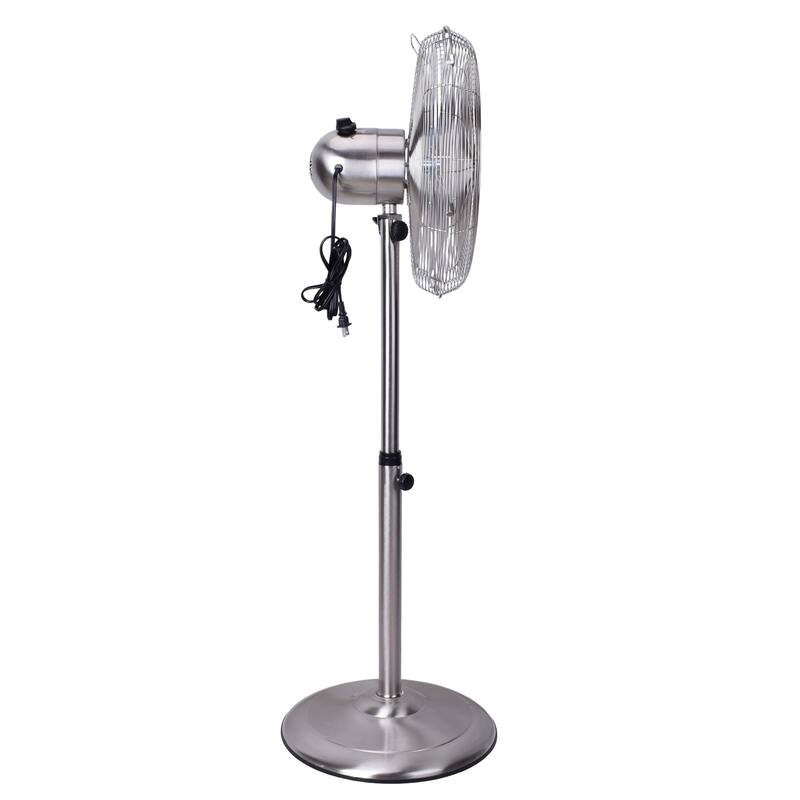 16 in Metal Stand Fan,Classic Design, Pure Copper Wiring Motor, 4 Aluminum Blade, Nickle-plating Brushed Finish