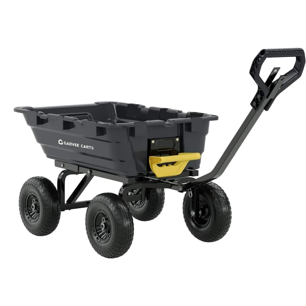 Heavy-Duty 1200lb Yard Dump Cart 7 Cu Ft Bed 2-in-1 Handle and 13In All-Terrain Tires