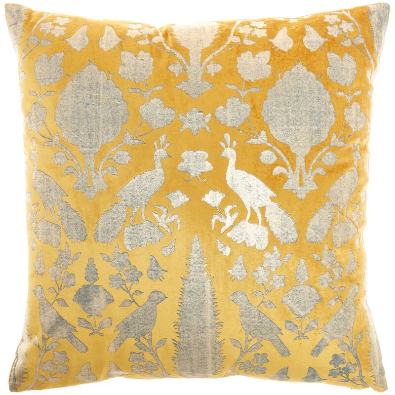 Mina Victory Sofia Grey Throw Pillow , ( 20"X20" ) - 20"X20" - Gold