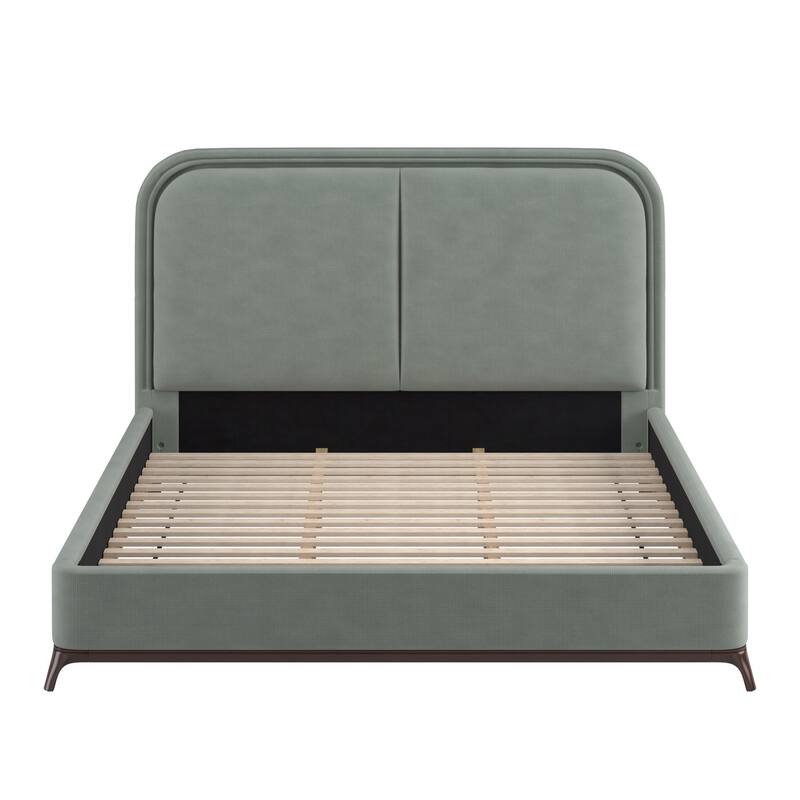 Tremont Curved LED Upholstered Platform Bed with Under-Bed Lighting by iNSPIRE Q Modern