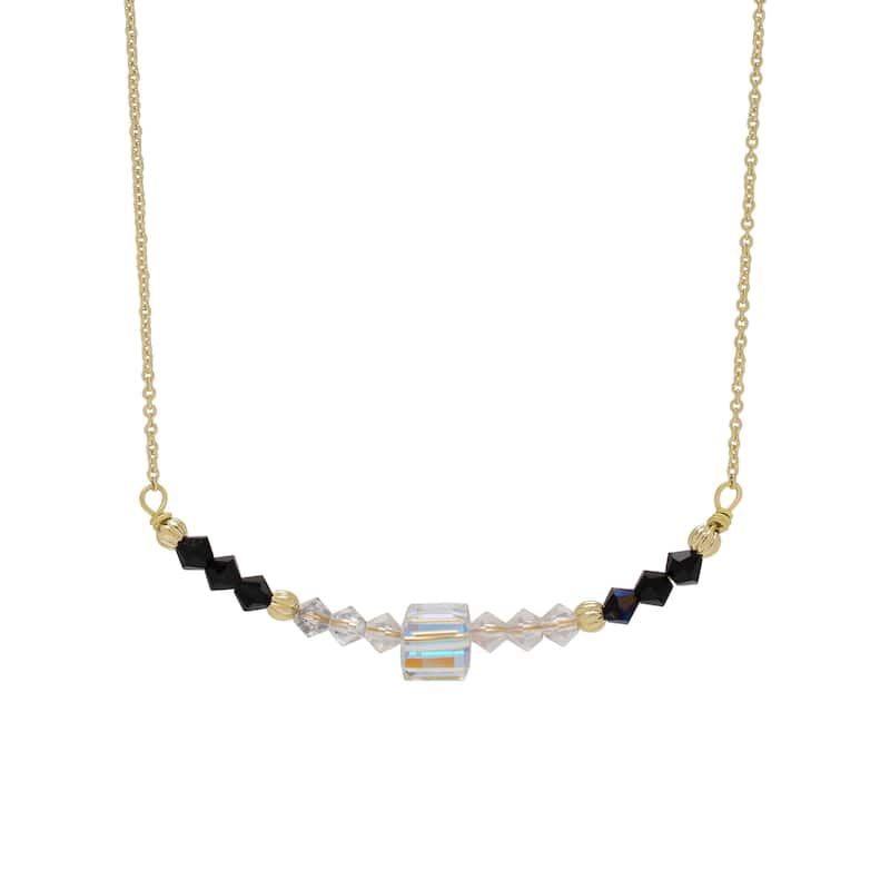 Victoria Townsend Gold Plated Clear And Black Crystal Barcode Necklace