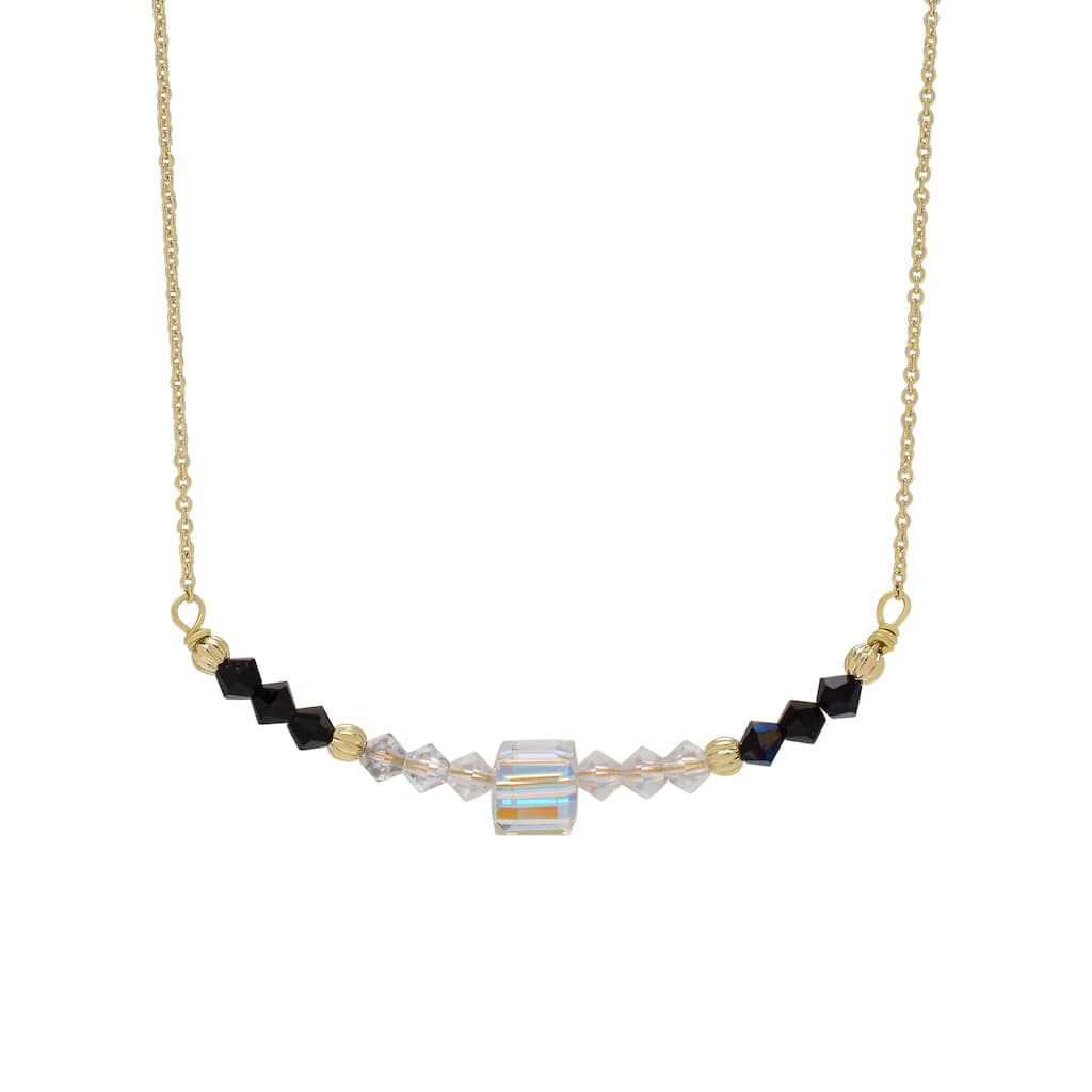Victoria Townsend Gold Plated Clear And Black Crystal Barcode Necklace