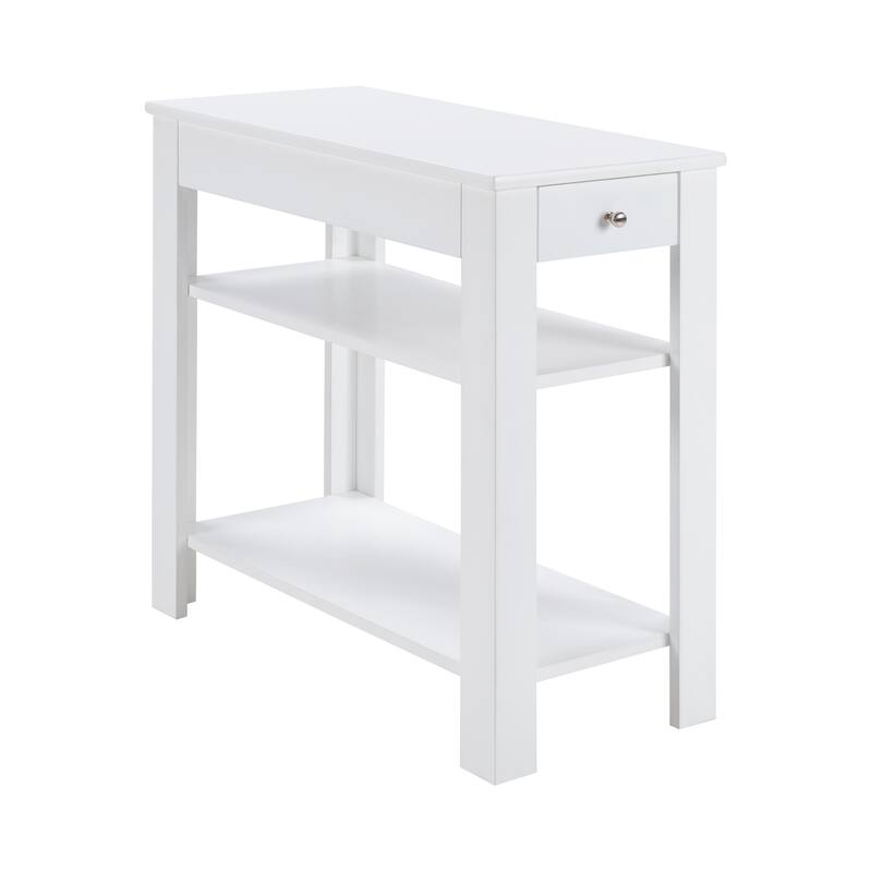 Convenience Concepts Designs2Go 1 Drawer Baja Chairside End Table with Shelves - White