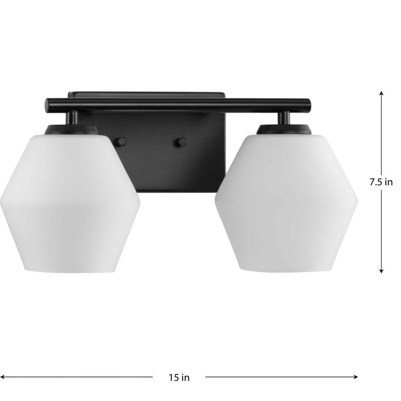 Copeland Collection Two-Light Matte Black Mid-Century Modern Vanity Light - 15 in x 7 in x 7.5 in