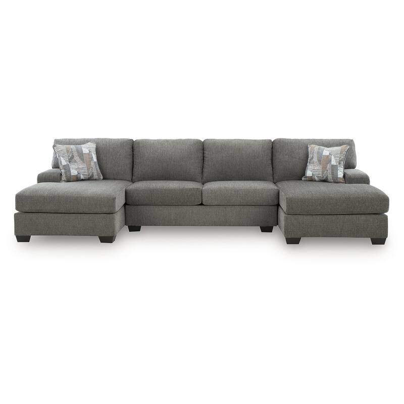 Signature Design by Ashley Seyler Lane Gray 3-Piece Sectional with Double Chaise - 142" W x 61" D x 39" H