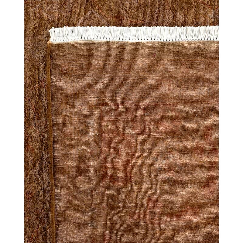 Overton Hand Knotted Wool Vintage Inspired Modern Contemporary Overdyed Brown Area Rug - 6' 1" x 10' 7"