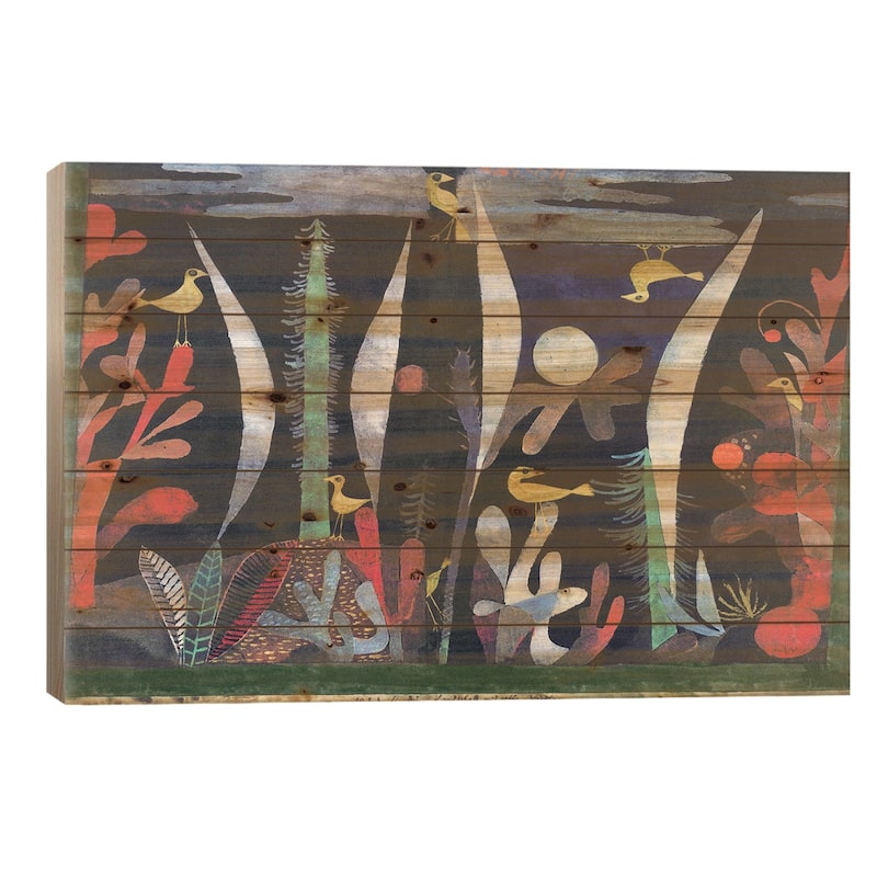 Landscape with Yellow Birds Print On Wood by Paul Klee - Multi-Color - 18x26x1.5